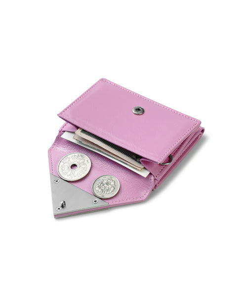 CRINKLE TRIANGLE TRIPLE WALLET LILAC PINK