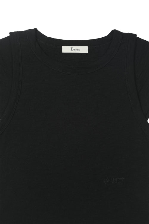 SLUB CAP SLEEVE T SHIRT - 4 COLORS BLACK