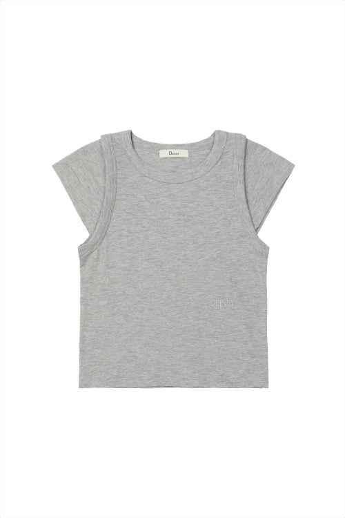 SLUB CAP SLEEVE T SHIRT - 4 COLORS GREY
