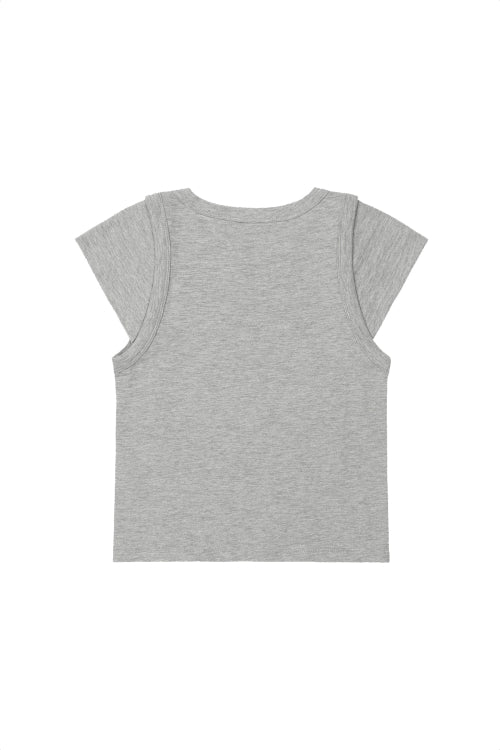 SLUB CAP SLEEVE T SHIRT - 4 COLORS GREY