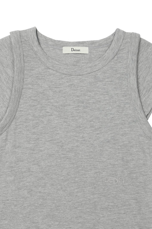 SLUB CAP SLEEVE T SHIRT - 4 COLORS GREY