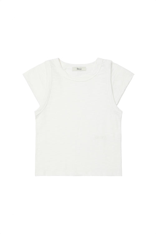 SLUB CAP SLEEVE T SHIRT - 4 COLORS WHITE