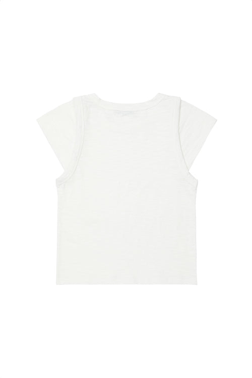 SLUB CAP SLEEVE T SHIRT - 4 COLORS WHITE