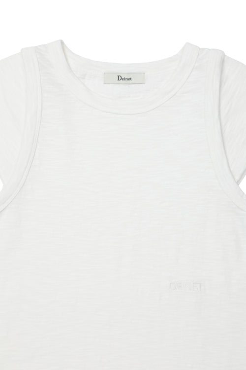 SLUB CAP SLEEVE T SHIRT - 4 COLORS WHITE