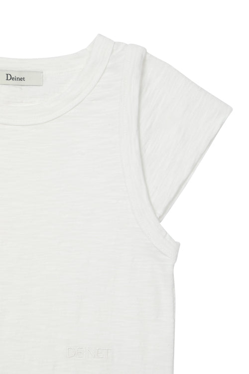 SLUB CAP SLEEVE T SHIRT - 4 COLORS WHITE
