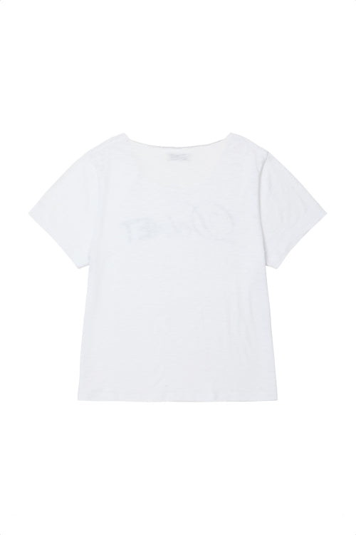 OFF SHOULDER GRAPHIC T SHIRT - 2 COLORS WHITE