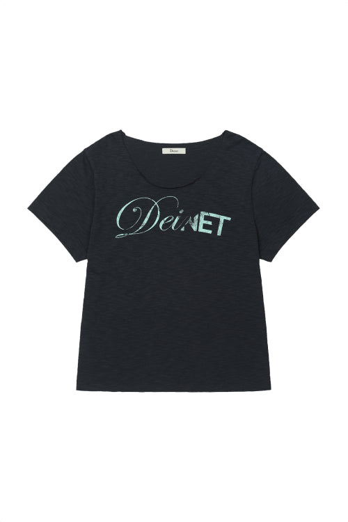 OFF SHOULDER GRAPHIC T SHIRT - 2 COLORS NAVY