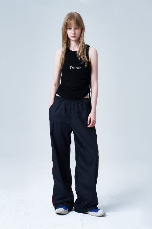 LOGO SHIRRING SLEEVELESS - 3 COLORS BLACK