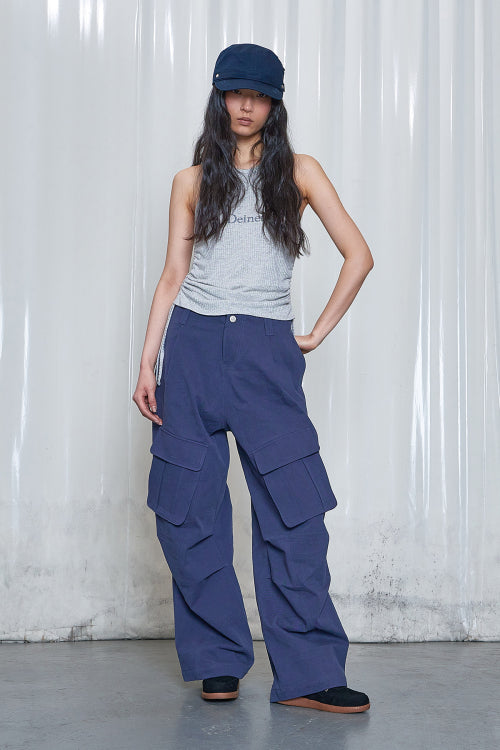 LOGO SHIRRING SLEEVELESS - 3 COLORS GREY