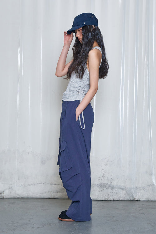 LOGO SHIRRING SLEEVELESS - 3 COLORS GREY