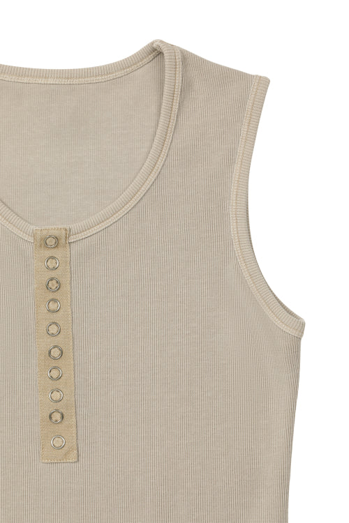 RING POINT PIGMENT SLEEVELESS - 3 COLORS OATMEAL