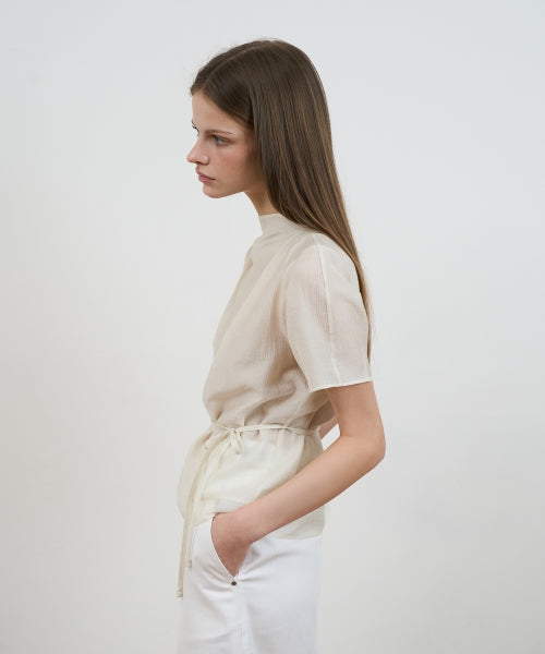 DRAPE STRAP BLOUSE - 2 COLORS CREAM