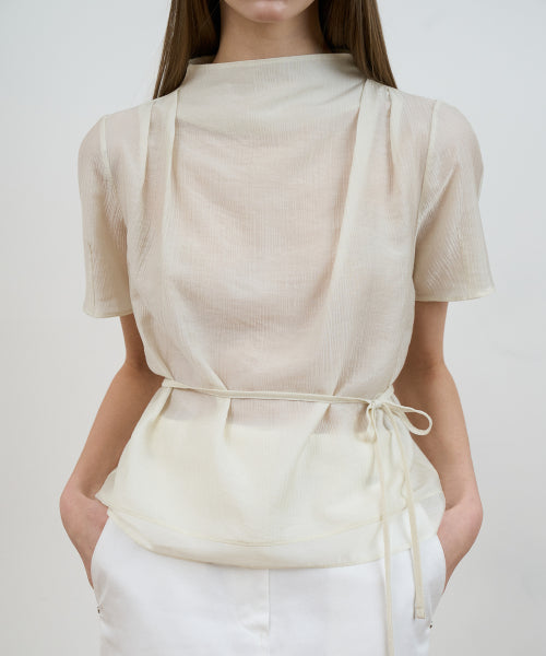 DRAPE STRAP BLOUSE - 2 COLORS CREAM