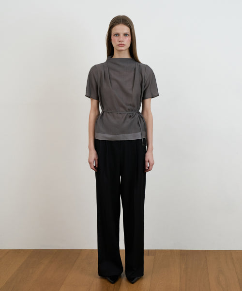 DRAPE STRAP BLOUSE - 2 COLORS CHARCOAL