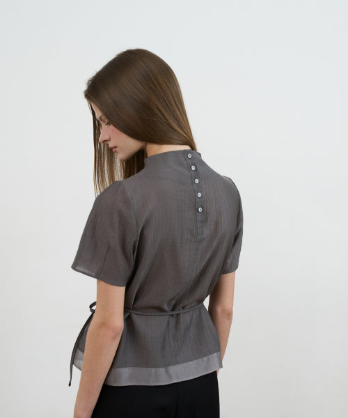 DRAPE STRAP BLOUSE - 2 COLORS CHARCOAL