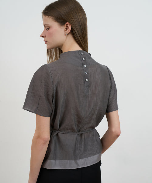 DRAPE STRAP BLOUSE - 2 COLORS CHARCOAL
