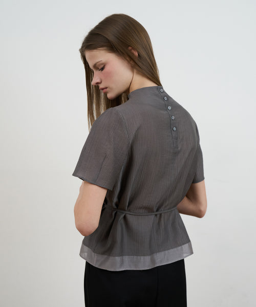 DRAPE STRAP BLOUSE - 2 COLORS CHARCOAL