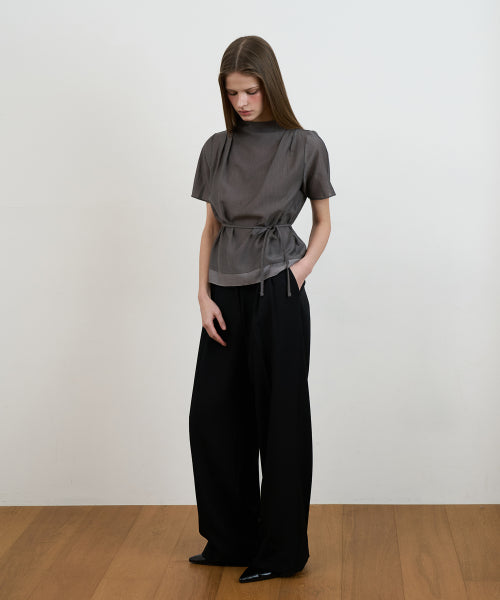 DRAPE STRAP BLOUSE - 2 COLORS CHARCOAL