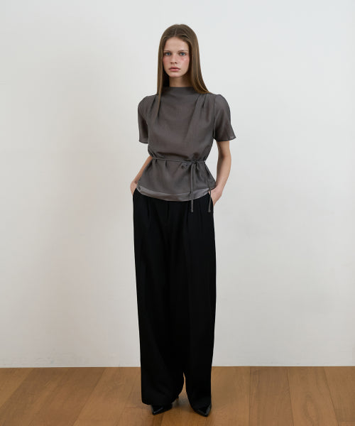 DRAPE STRAP BLOUSE - 2 COLORS CHARCOAL
