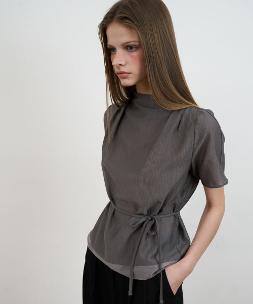 DRAPE STRAP BLOUSE - 2 COLORS CHARCOAL