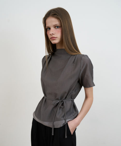 DRAPE STRAP BLOUSE - 2 COLORS CHARCOAL