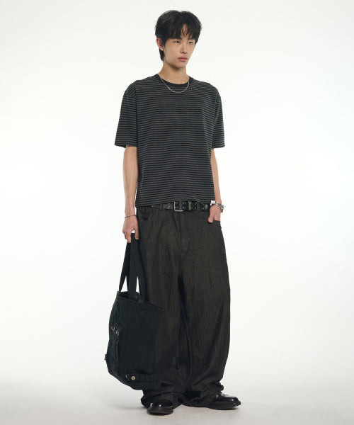 NM CROP BORDER T-SHIRT - BLACK - 2 COLORS