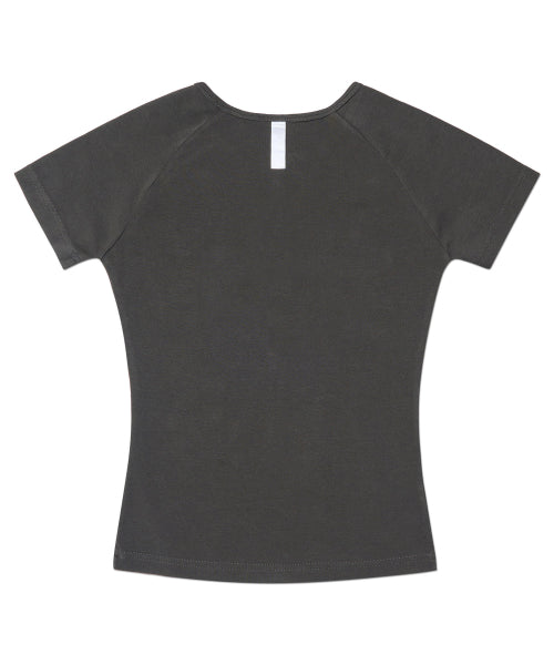 R.V APPLIQUE RAGLAN T-SHIRT - 2 COLORS CHARCOAL