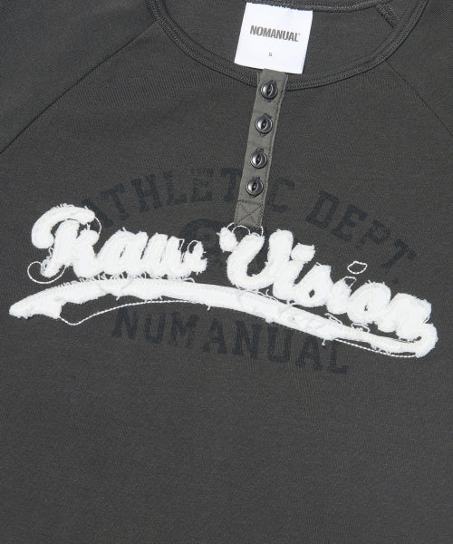 R.V APPLIQUE RAGLAN T-SHIRT - 2 COLORS CHARCOAL