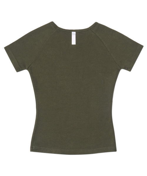R.V APPLIQUE RAGLAN T-SHIRT - 2 COLORS OLIVE