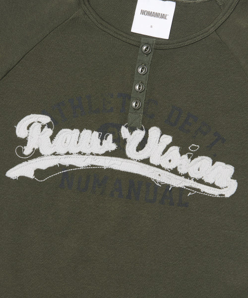 R.V APPLIQUE RAGLAN T-SHIRT - 2 COLORS OLIVE