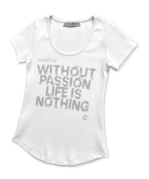 LETTERING U-NECK SLIM TEE - 3 COLORS WHITE