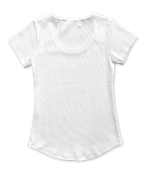 LETTERING U-NECK SLIM TEE - 3 COLORS WHITE