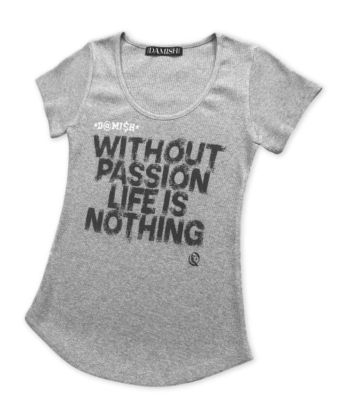 LETTERING U-NECK SLIM TEE - 3 COLORS GREY