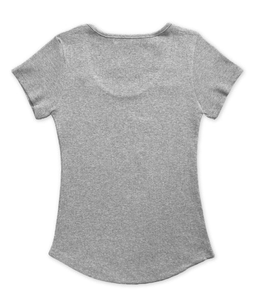 LETTERING U-NECK SLIM TEE - 3 COLORS GREY
