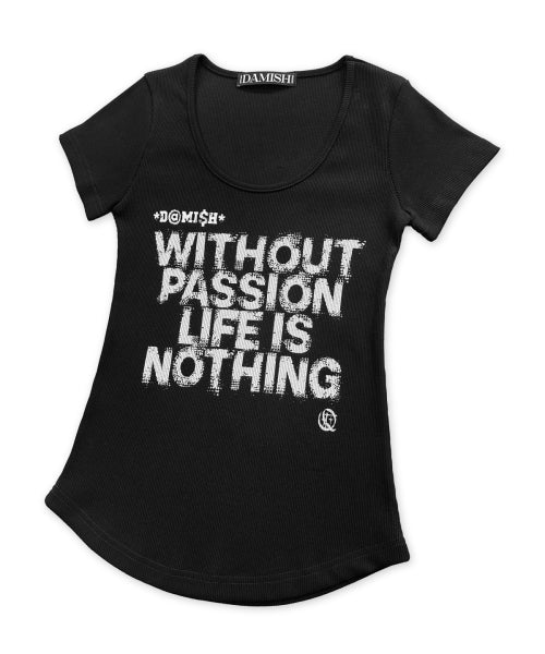 LETTERING U-NECK SLIM TEE - 3 COLORS BLACK