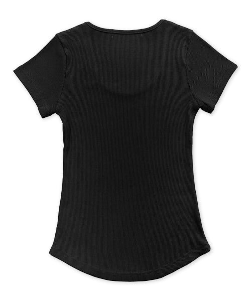 LETTERING U-NECK SLIM TEE - 3 COLORS BLACK
