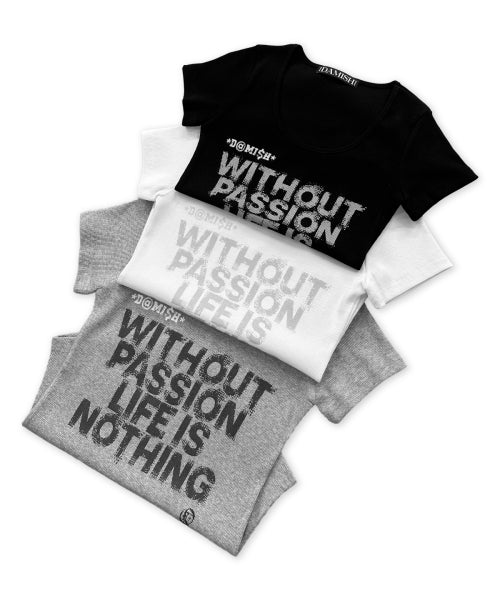 LETTERING U-NECK SLIM TEE - 3 COLORS BLACK