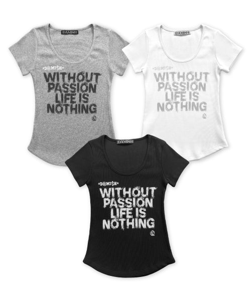 LETTERING U-NECK SLIM TEE - 3 COLORS BLACK
