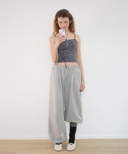 PONY BUTTON STRIPE SLEEVELESS - 3 COLORS CHARCOAL