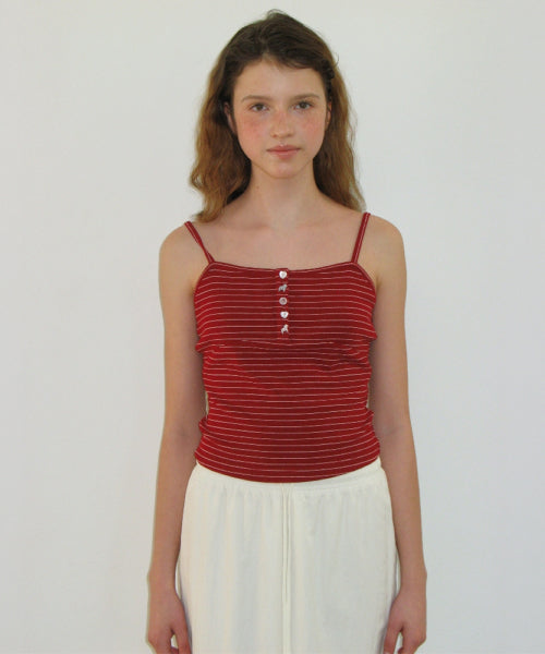 PONY BUTTON STRIPE SLEEVELESS - 3 COLORS RED