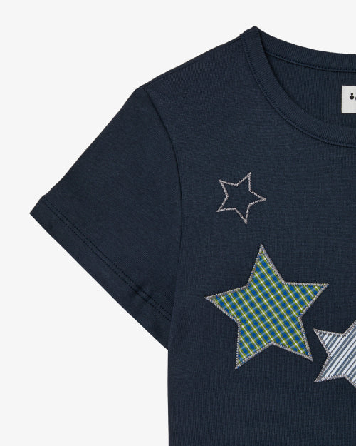 CHECK STAR TEE - 3 COLORS NAVY