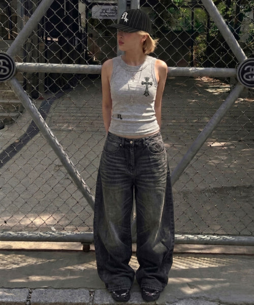 GOTHIC CROSS TOP - 3 COLORS GREY
