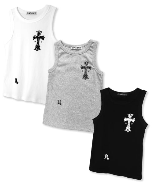 GOTHIC CROSS TOP - 3 COLORS GREY