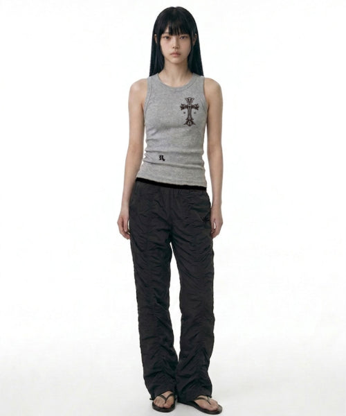 SHIRRING PANTS BLACK