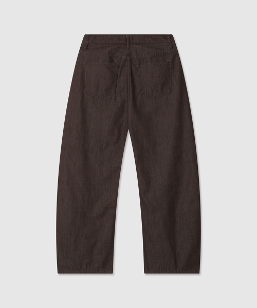 NON-FADE CURVED DENIM PANTS BROWN