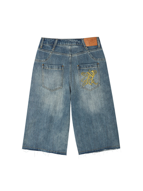 STRING CAPRI DENIM PANTS BLUE - 2 COLORS