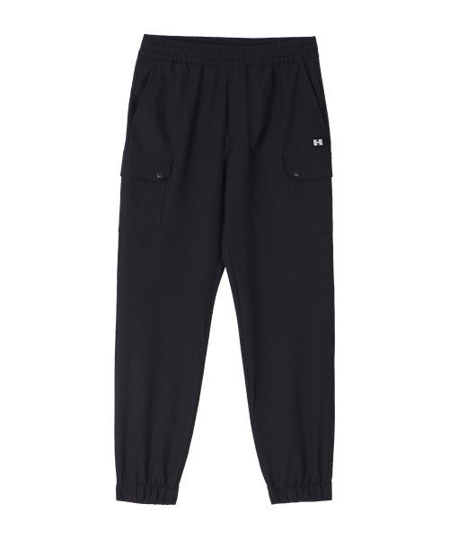 COOLING SEERSUCKER BANDED JOGGER PANTS - 3 COLORS BLACK