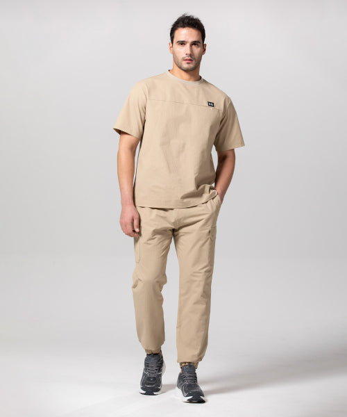 COOLING SEERSUCKER BANDED JOGGER PANTS - 3 COLORS BEIGE