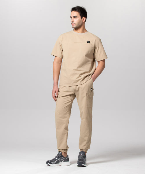 COOLING SEERSUCKER BANDED JOGGER PANTS - 3 COLORS BEIGE