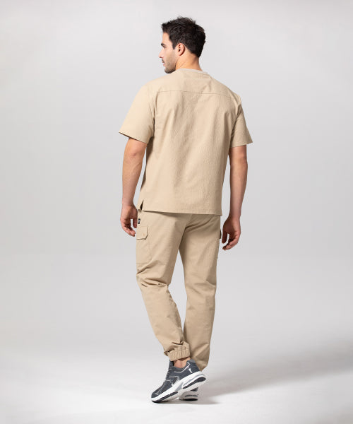 COOLING SEERSUCKER BANDED JOGGER PANTS - 3 COLORS BEIGE